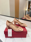 VALENTINO 26S MARY JANE HEELS 60 MM IN NUDE PATENT CALFSKIN