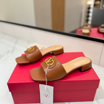VALENTINO 26S SANDALS IN BROWN SMOOTH CALFSKIN WITH GOLD HARDWARE