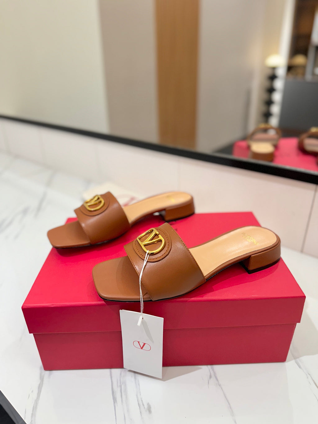 VALENTINO 26S SANDALS IN BROWN SMOOTH CALFSKIN WITH GOLD HARDWARE