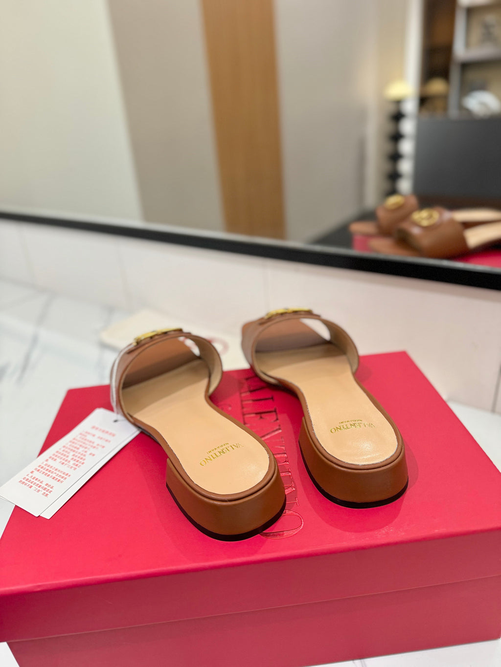 VALENTINO 26S SANDALS IN BROWN SMOOTH CALFSKIN WITH GOLD HARDWARE