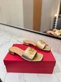VALENTINO 26S SANDALS IN GOLD SMOOTH CALFSKIN WITH GOLD HARDWARE