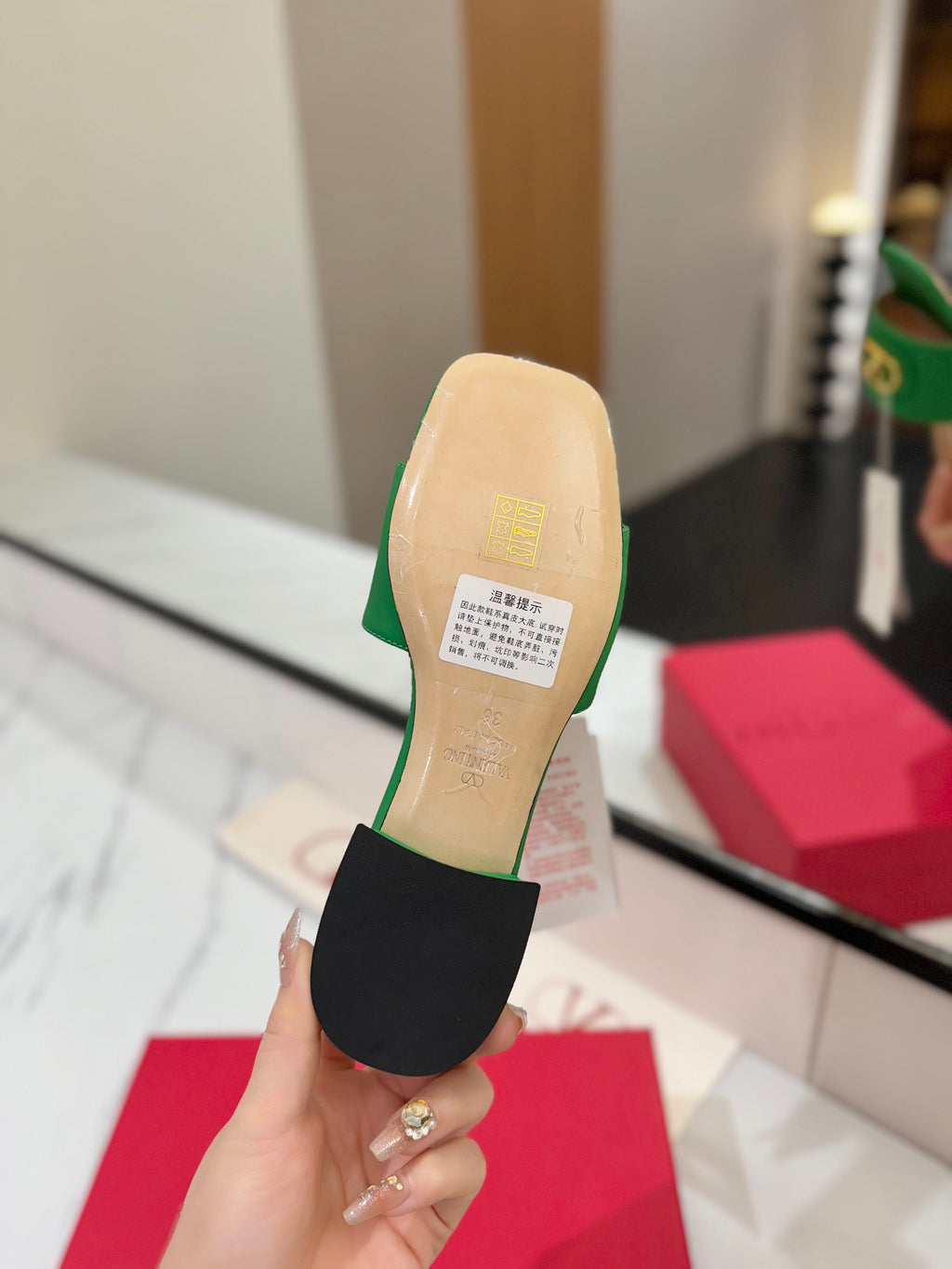 VALENTINO 26S SANDALS IN GREEN SMOOTH CALFSKIN WITH GOLD HARDWARE