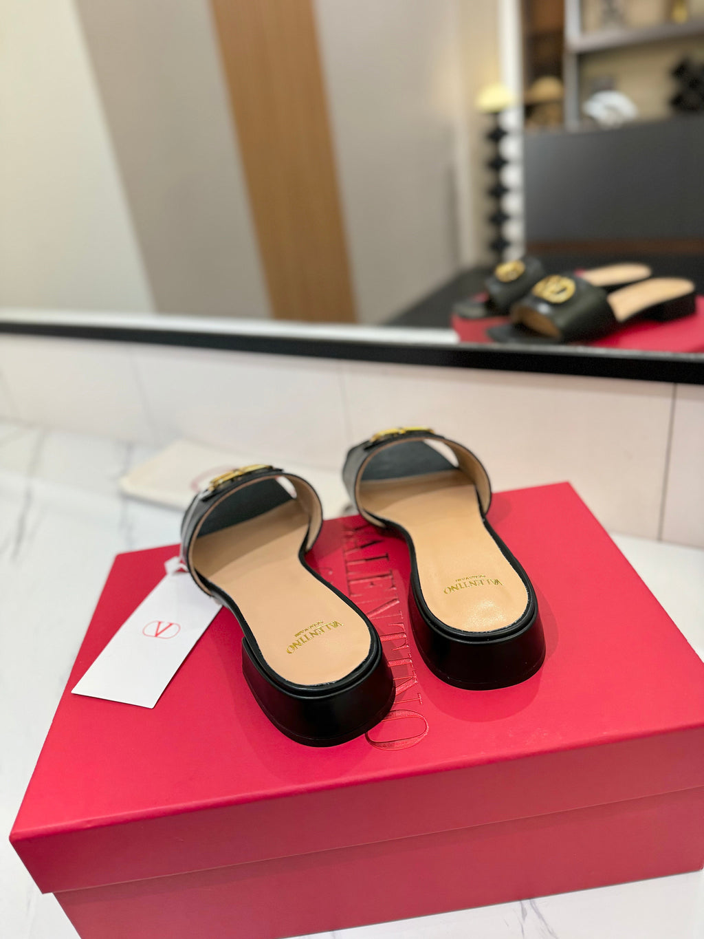VALENTINO 26S SANDALS IN BLACK SMOOTH CALFSKIN WITH GOLD HARDWARE