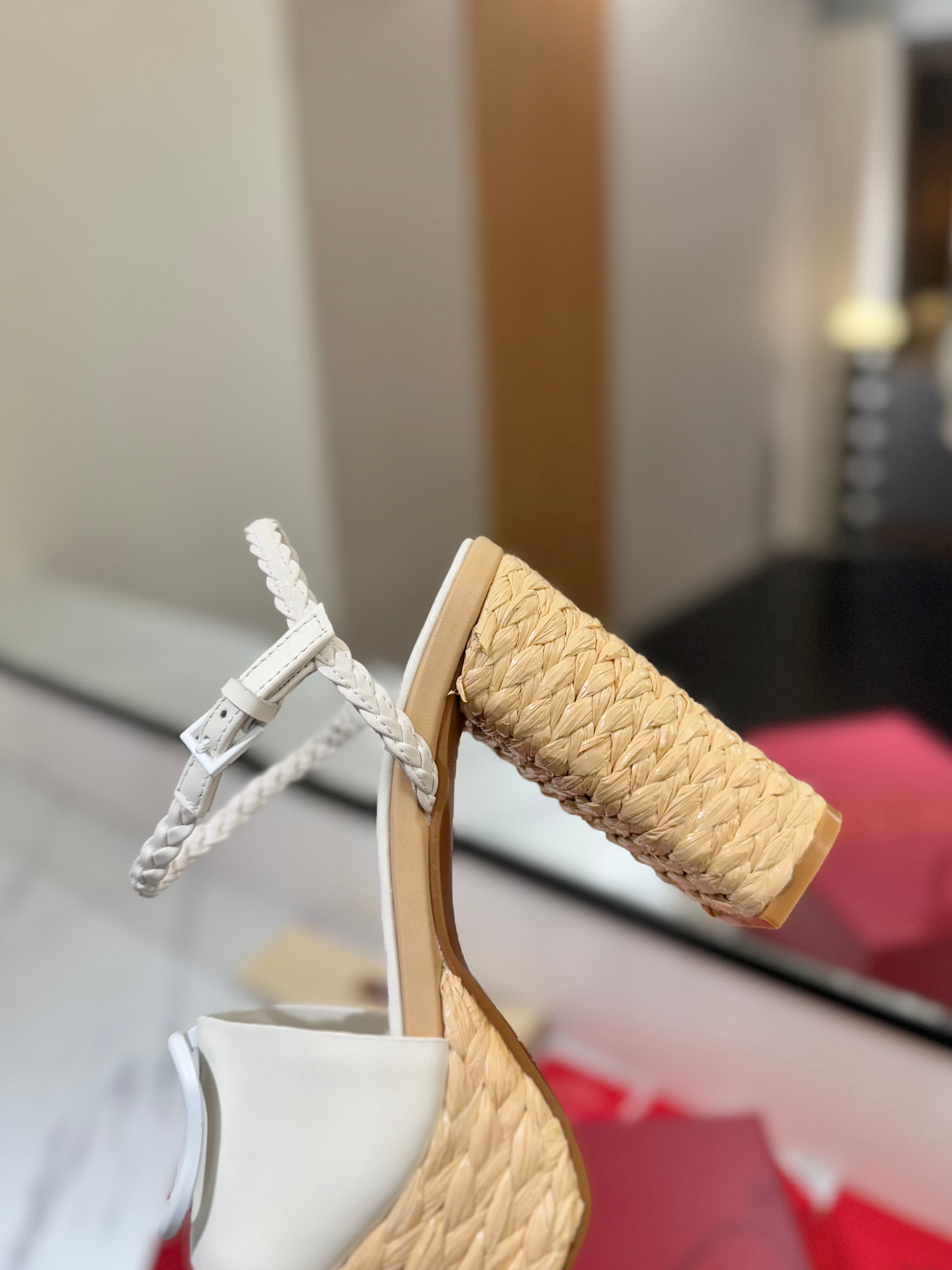 VLTN ESPADRILLE WEDGE SANDALS 25S 115 MM IN WHITE LAMBSKIN