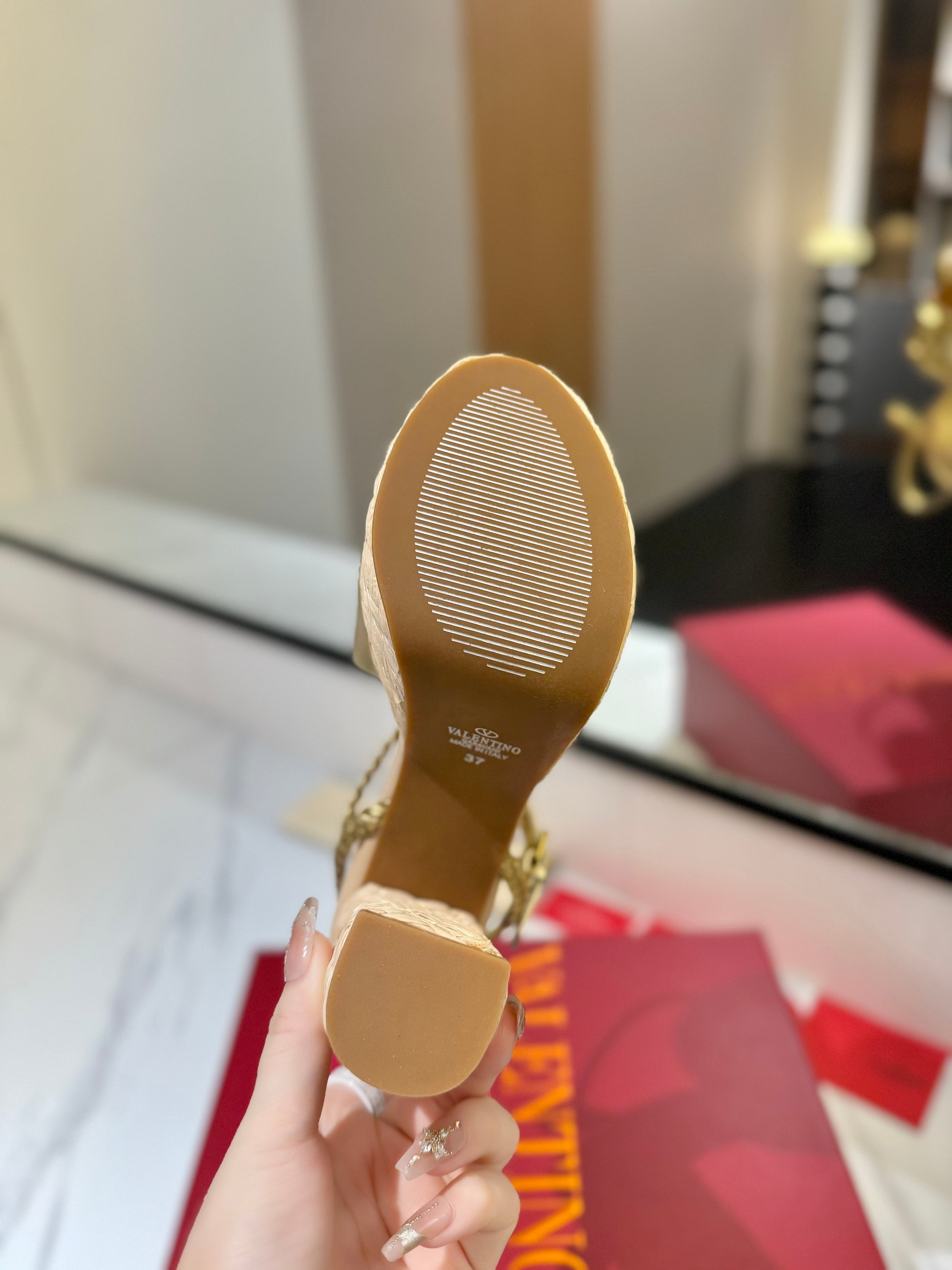 VLTN ESPADRILLE WEDGE SANDALS 25S 115 MM IN GOLD LAMBSKIN WITH GOLD HARDWARE