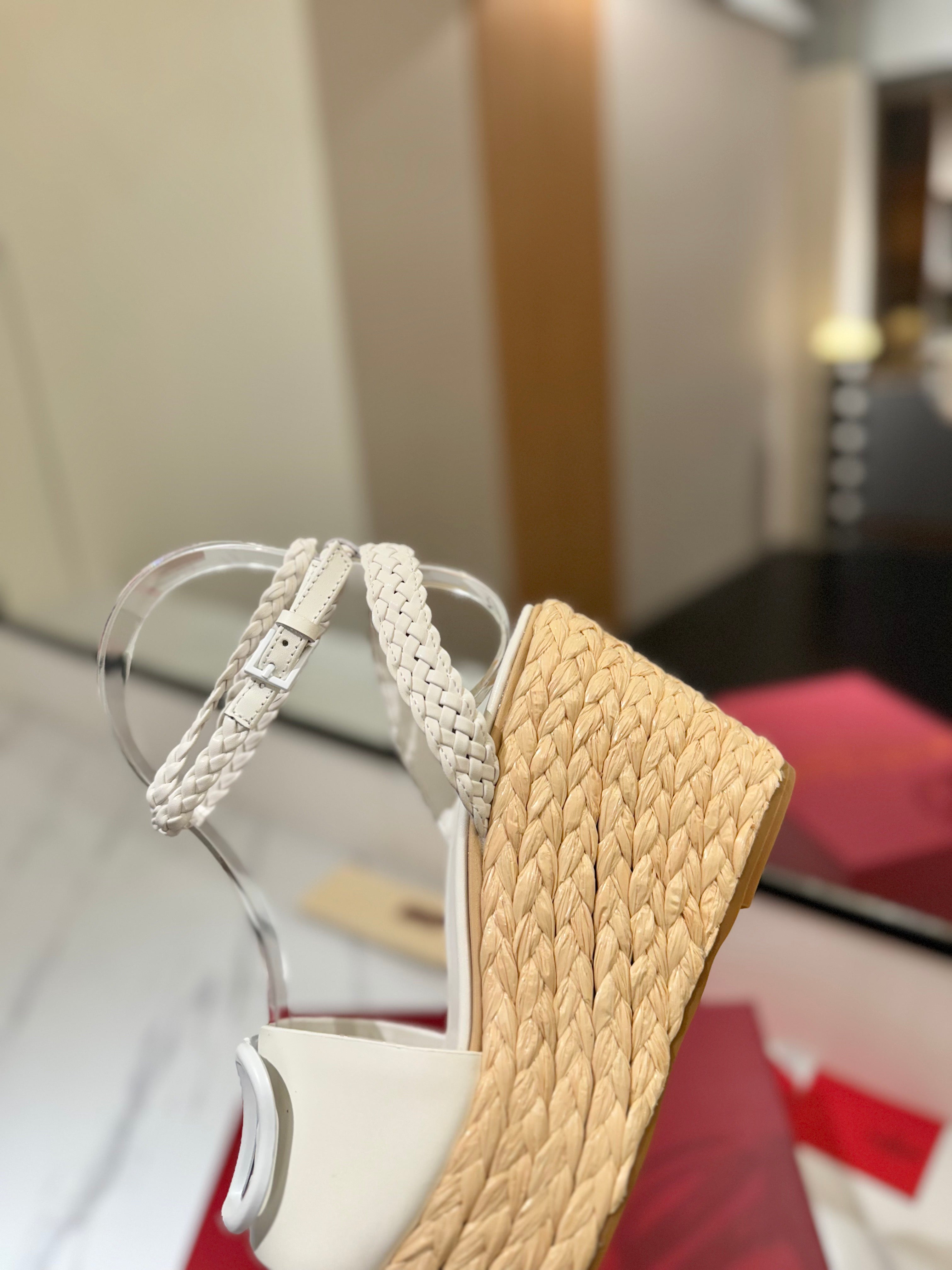 VLTN ESPADRILLE WEDGE SANDALS 25S 90 MM IN WHITE LAMBSKIN STYLE 12