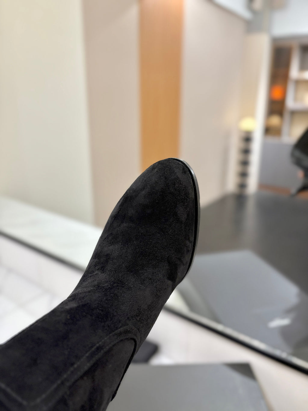 YSL 26S KNEE-HIGH BOOTS 95 MM IN BLACK SUEDE