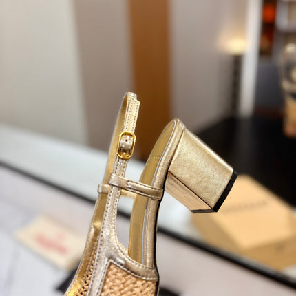 VALENTINO 26S HEELED SLINGBACKS 60 MM IN GOLD CALFSKIN