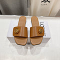 LOEWE 26S PEBBLE SLIDE IN CAMEL BROWN CALFSKIN GOLD HARDWARE
