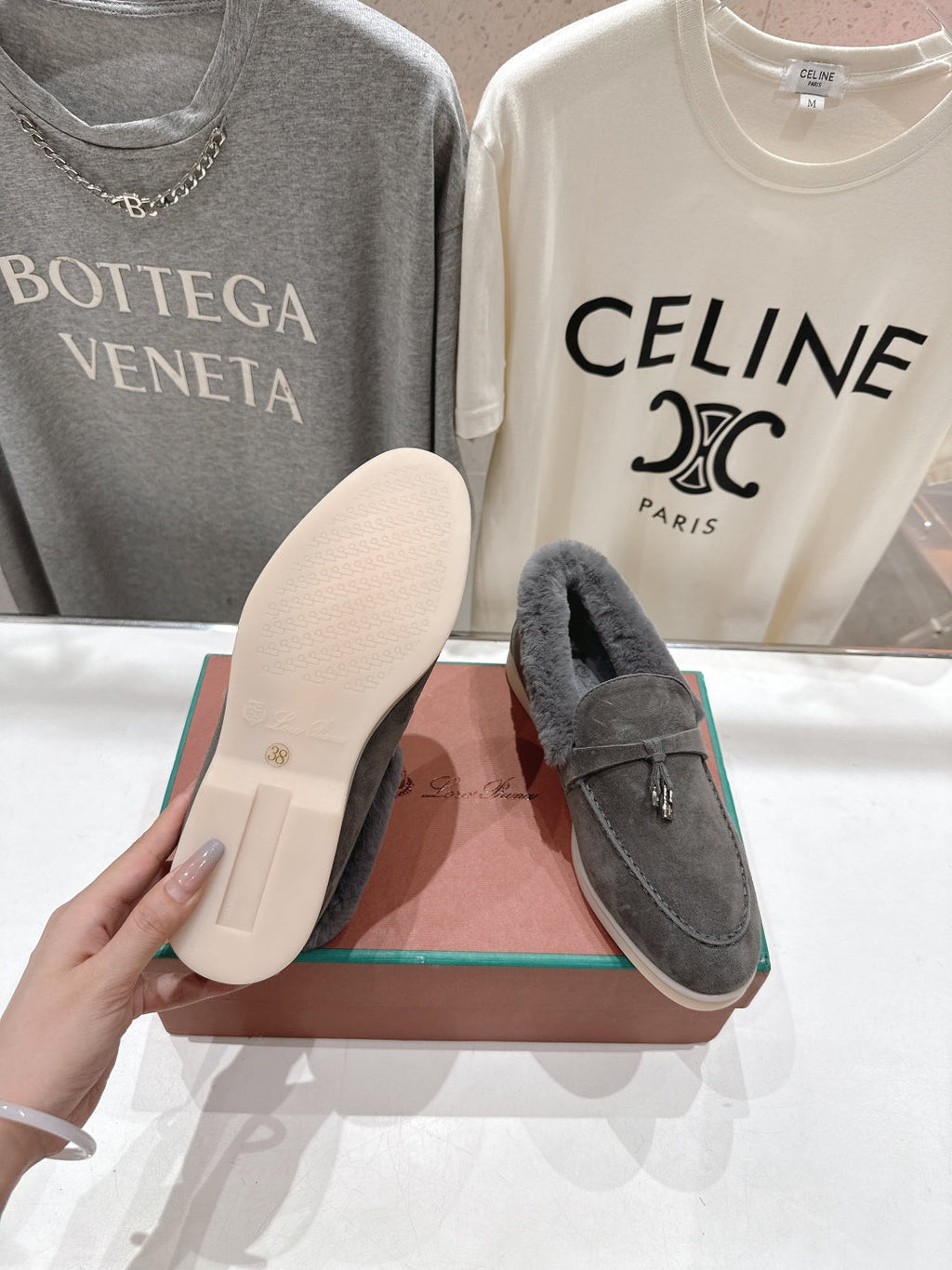 LP 25S SUMMER CHARMS WALK LOAFERS IN LIGHT CHARCOAL SUEDE AND FLEECE