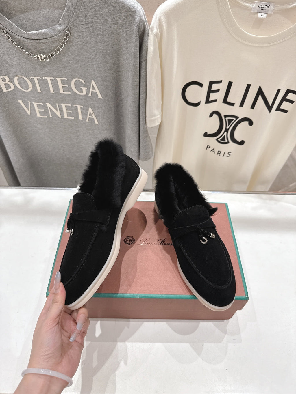 LP 25S SUMMER CHARMS WALK LOAFERS IN BLACK SUEDE AND FLEECE