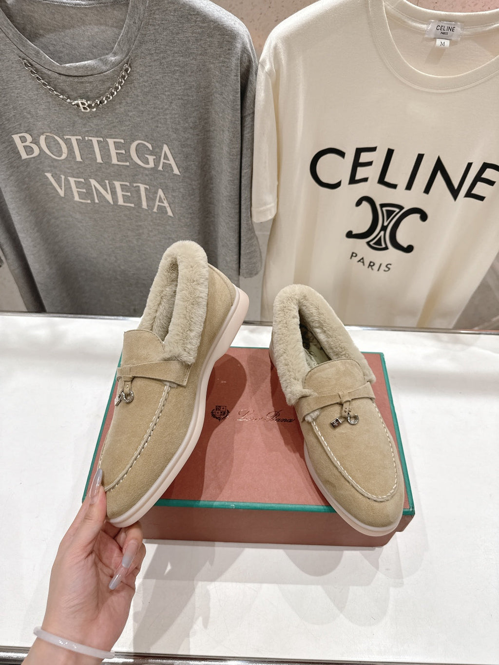 LP 25S SUMMER CHARMS WALK LOAFERS IN WARM GREY SUEDE AND FLEECE