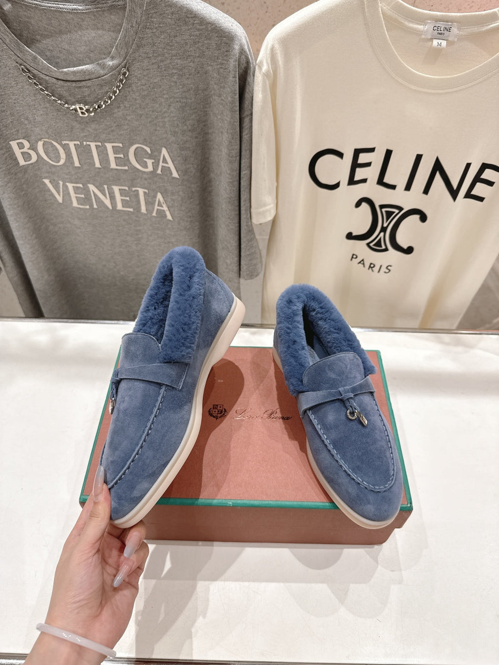 LP 25S SUMMER CHARMS WALK LOAFERS IN SLATE BLUE SUEDE AND FLEECE