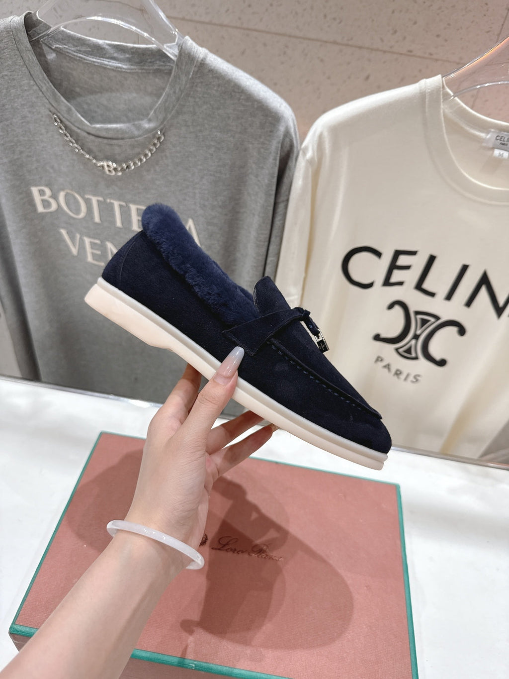 LP 25S SUMMER CHARMS WALK LOAFERS IN DARK NAVY SUEDE AND FLEECE