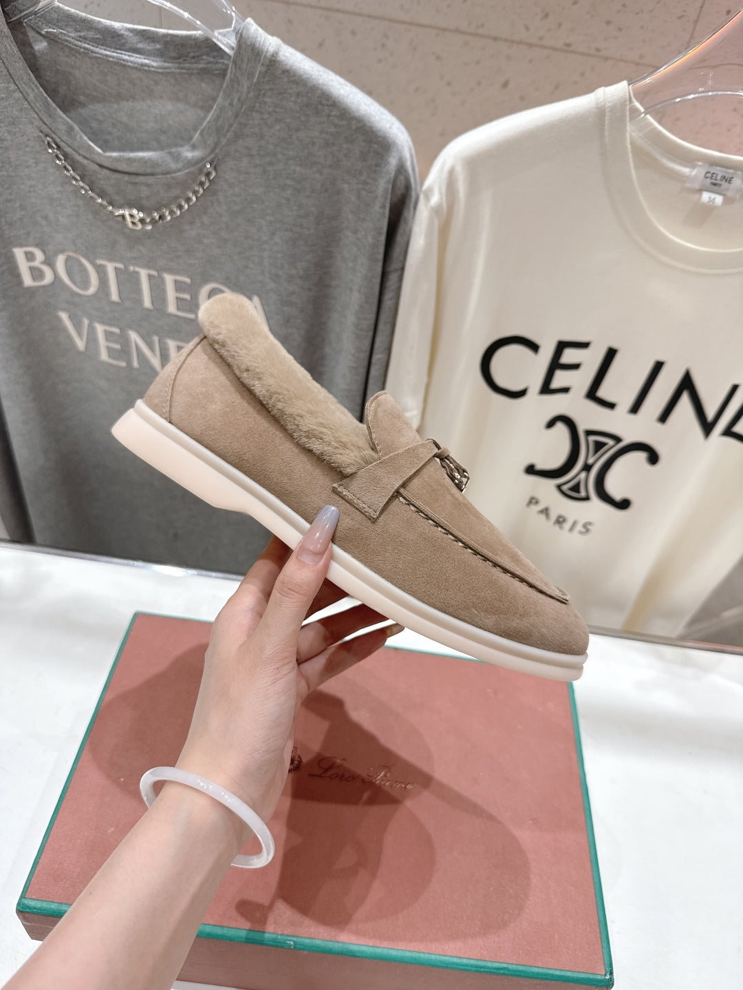 LP 25S SUMMER CHARMS WALK LOAFERS IN LIGHT BROWN SUEDE AND FLEECE