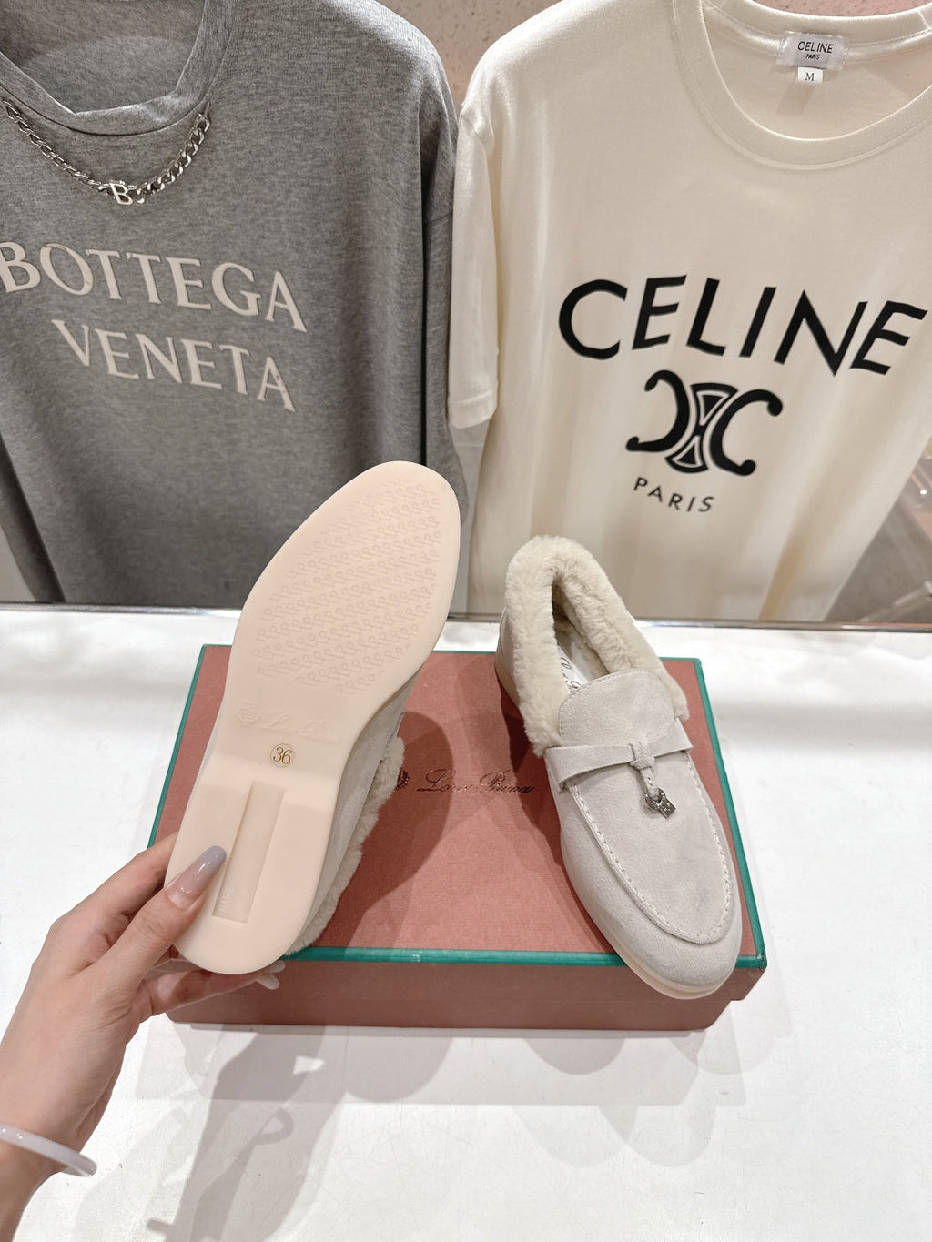 LP 25S SUMMER CHARMS WALK LOAFERS IN LIGHT GRAY SUEDE AND FLEECE