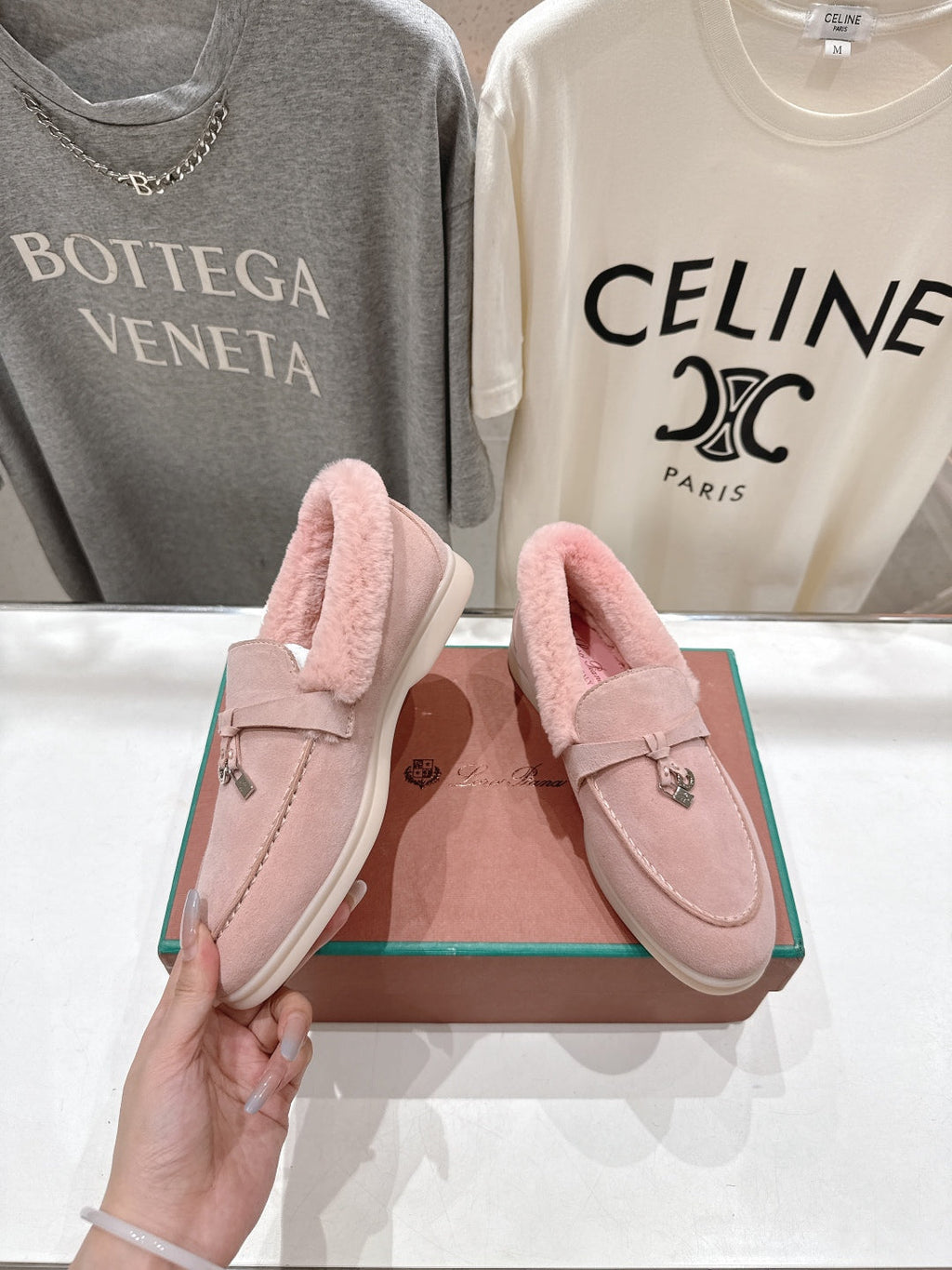 LP 25S SUMMER CHARMS WALK LOAFERS IN BABY PINK SUEDE AND FLEECE