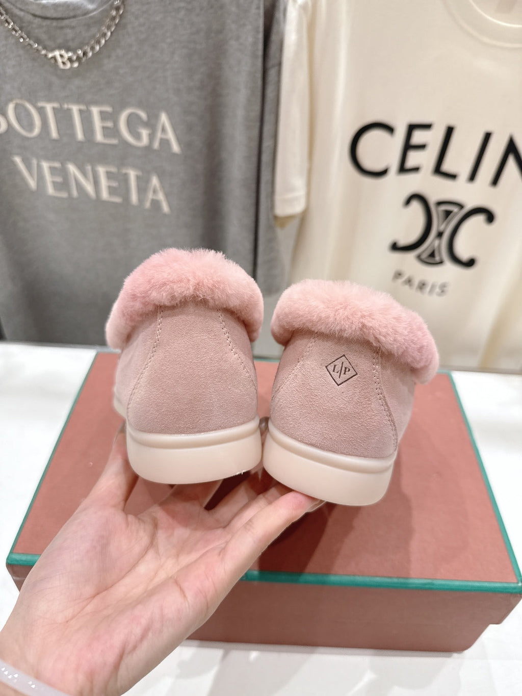 LP 25S SUMMER CHARMS WALK LOAFERS IN BABY PINK SUEDE AND FLEECE