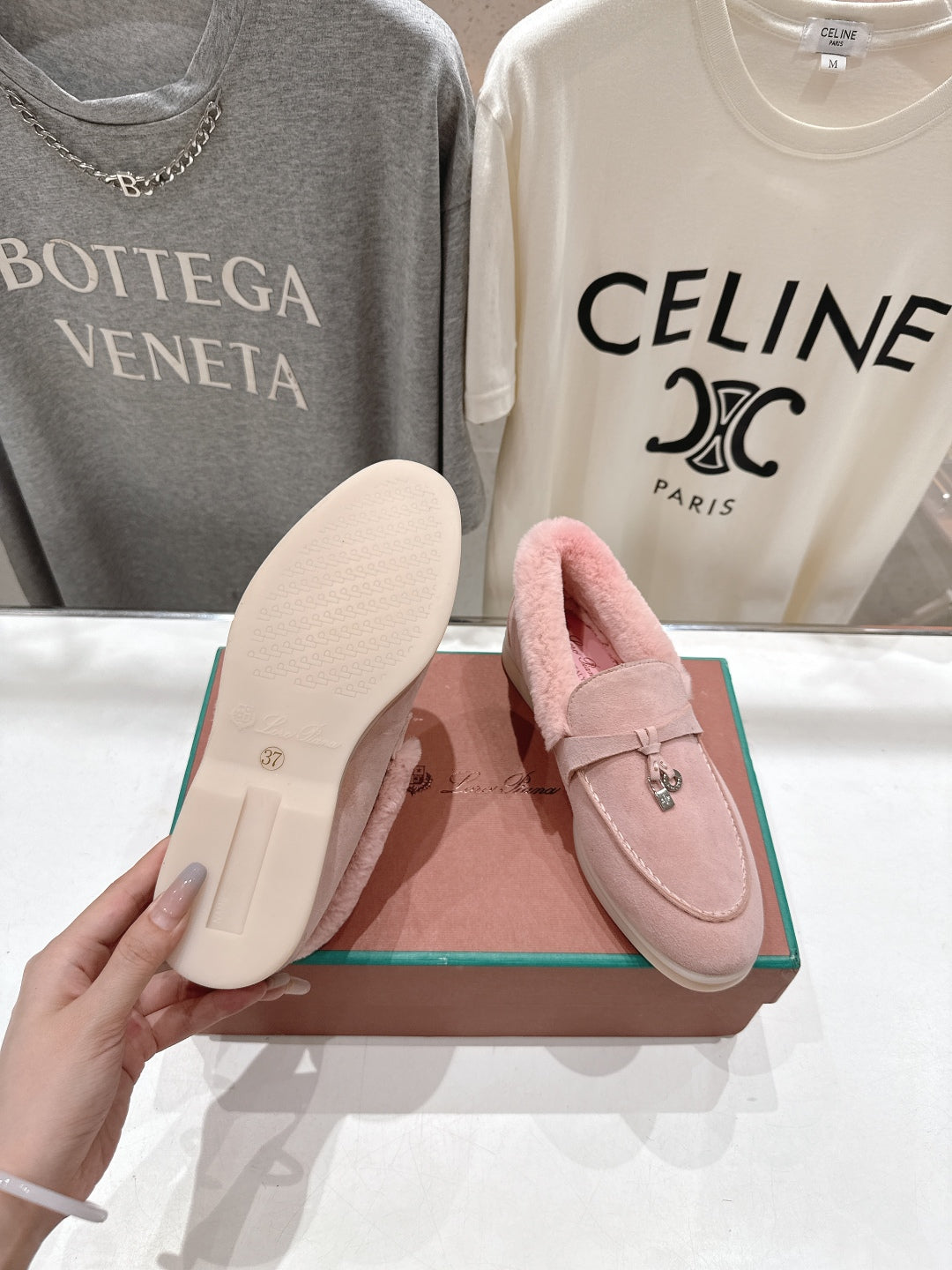 LP 25S SUMMER CHARMS WALK LOAFERS IN BABY PINK SUEDE AND FLEECE