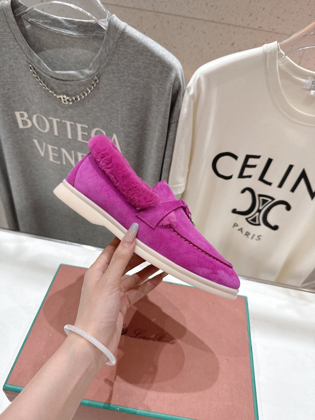 LP 25S SUMMER CHARMS WALK LOAFERS IN FUCHSIA SUEDE AND FLEECE