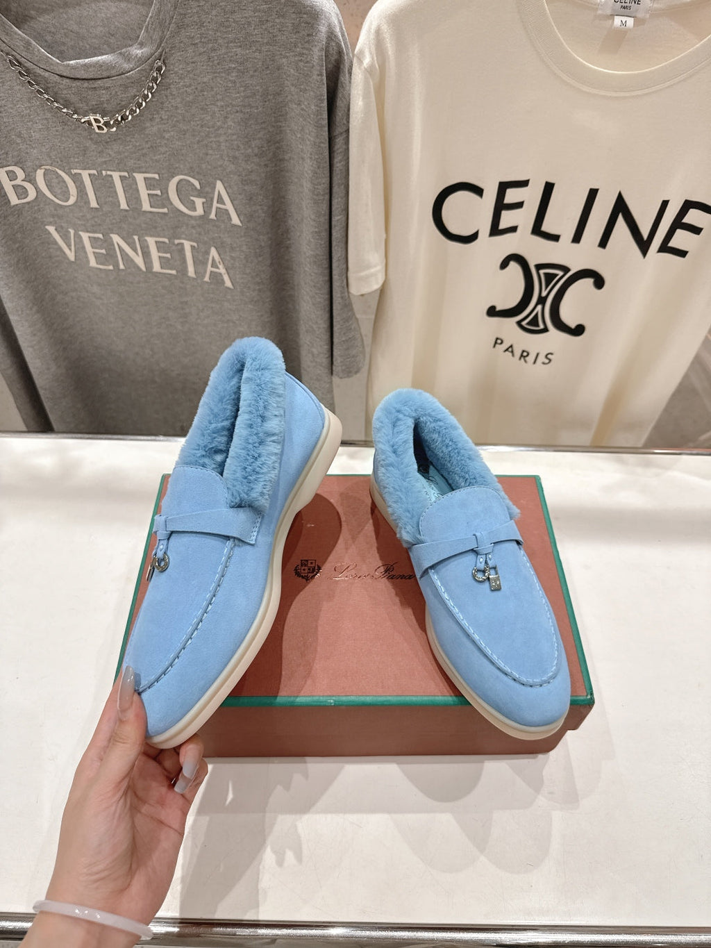 LP 25S SUMMER CHARMS WALK LOAFERS IN DARK PASTEL BLUE SUEDE AND FLEECE