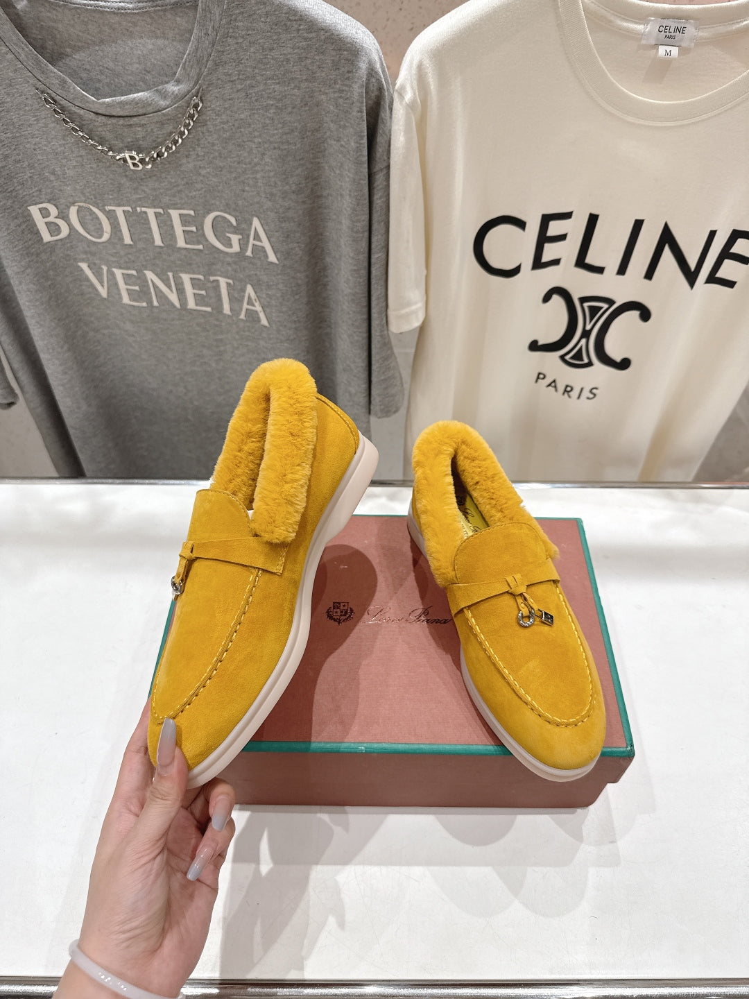 LP 25S SUMMER CHARMS WALK LOAFERS IN YELLOW SUEDE AND FLEECE