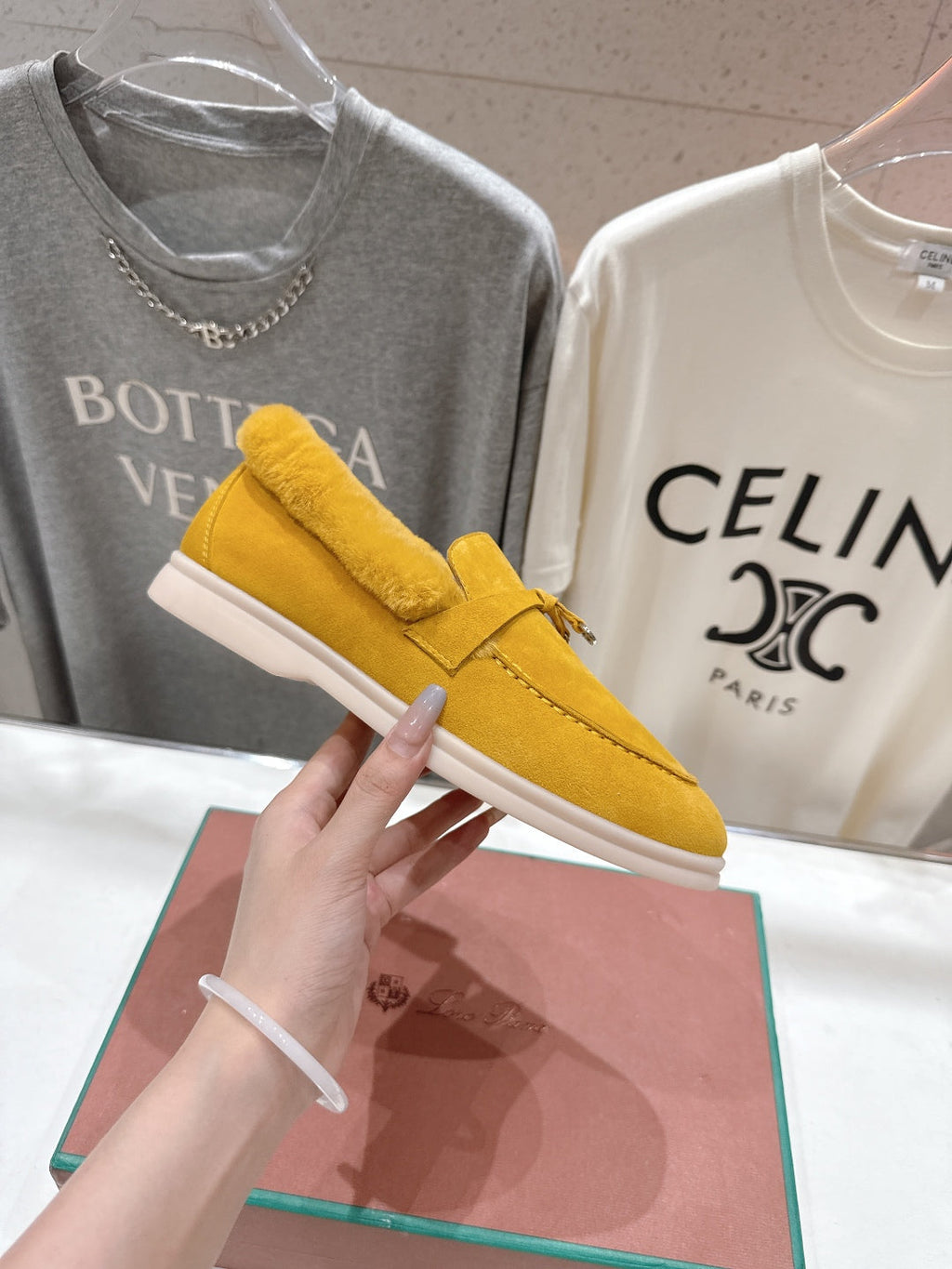LP 25S SUMMER CHARMS WALK LOAFERS IN YELLOW SUEDE AND FLEECE