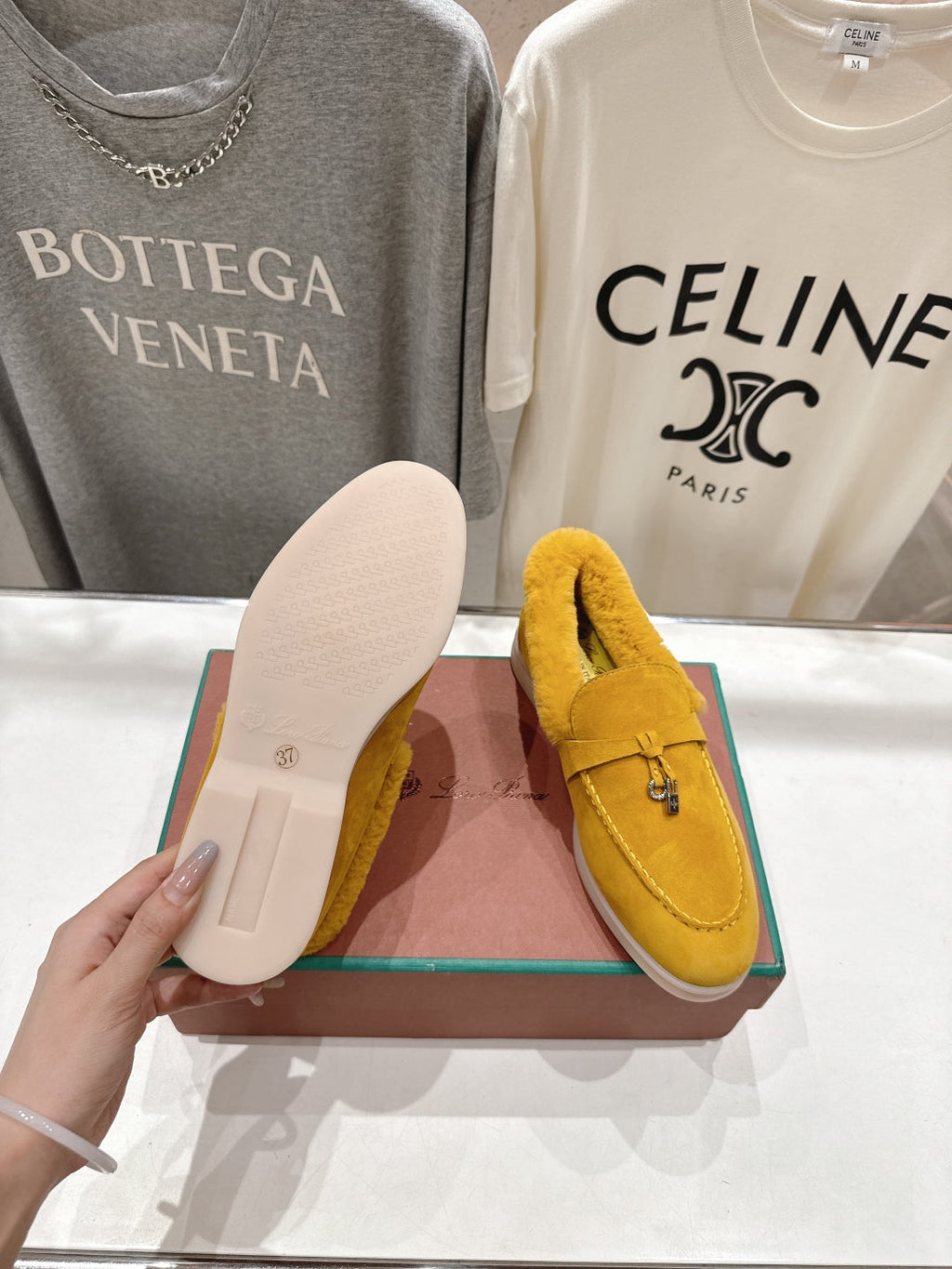 LP 25S SUMMER CHARMS WALK LOAFERS IN YELLOW SUEDE AND FLEECE