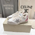GOLDEN GOOSE BALL STAR LOW-TOP SNEAKERS IN WHITE AND SILVER-TONE COLORWAY
