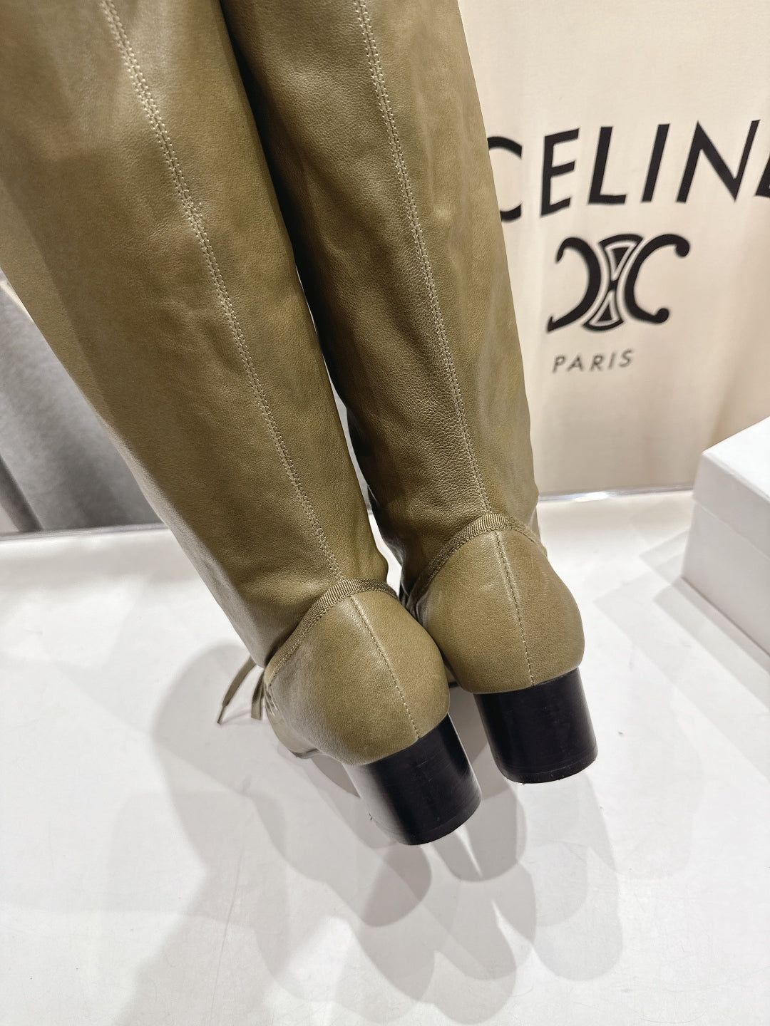 ALO 25S PALOMA WOOL TALL BOOTS 45 MM IN MOSS BROWN LAMBSKIN