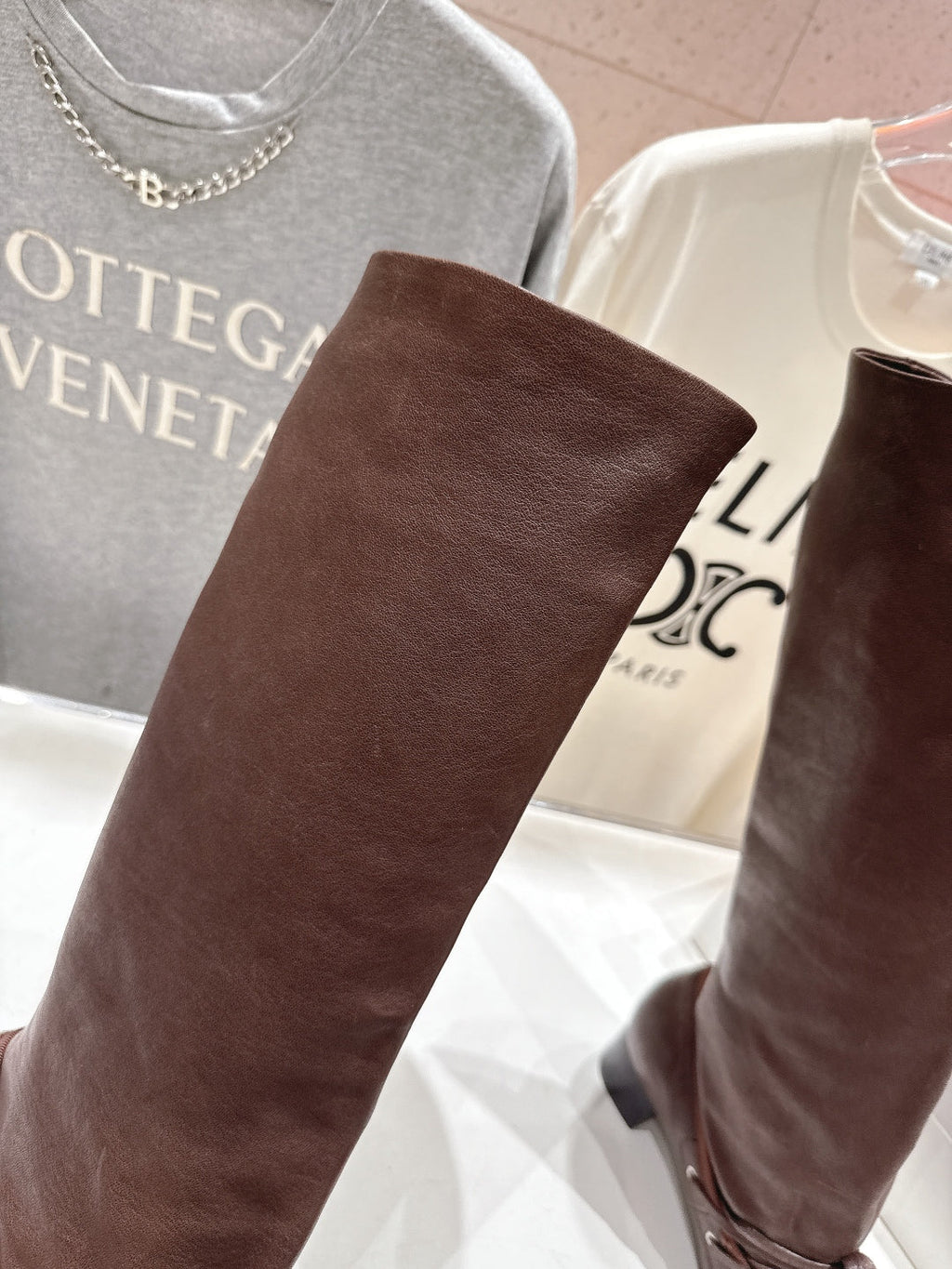 ALO 25S PALOMA WOOL TALL BOOTS 45 MM IN BROWN LAMBSKIN
