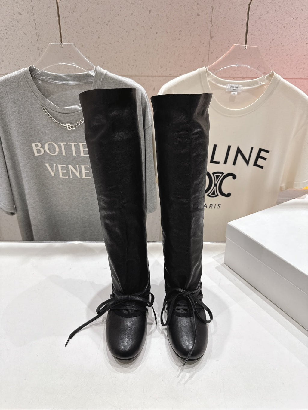 ALO 25S PALOMA WOOL TALL BOOTS 45 MM IN BLACK LAMBSKIN