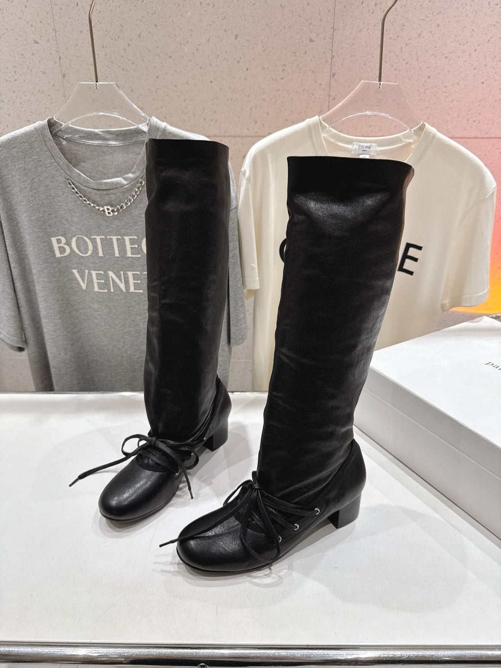 ALO 25S PALOMA WOOL TALL BOOTS 45 MM IN BLACK LAMBSKIN