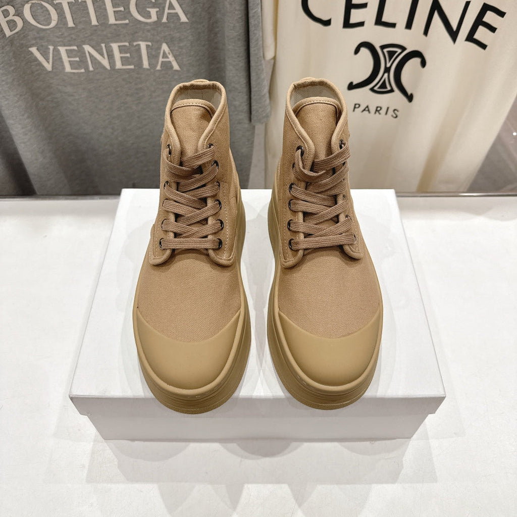 CELINE 26S BOOTS IN LIGHT CAMEL BEIGE CANVAS