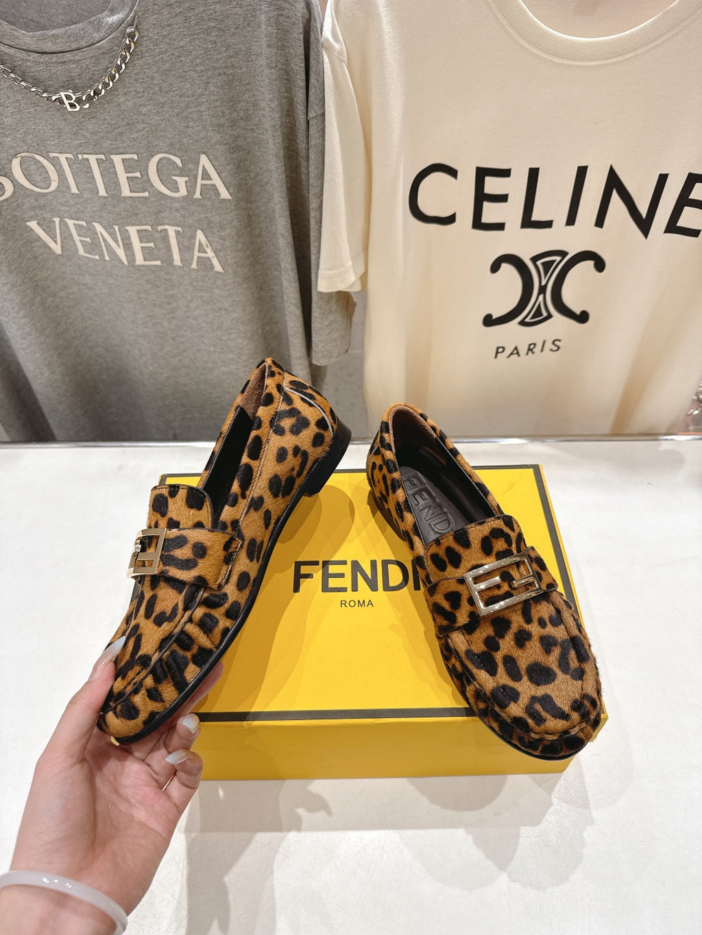 FENDI 25S LOAFERS IN LEOPARD PRINT CALFSKIN HAIR LEATHER