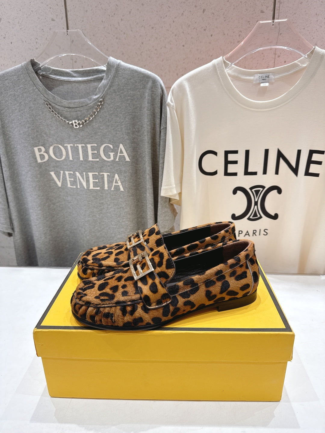 FENDI 25S LOAFERS IN LEOPARD PRINT CALFSKIN HAIR LEATHER