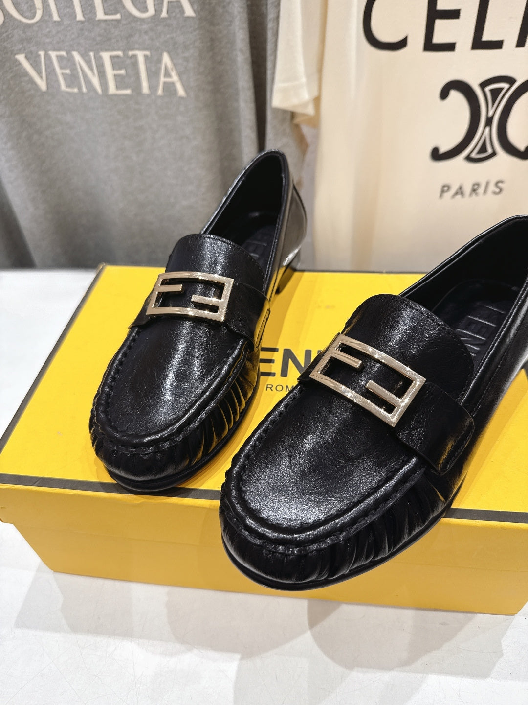 FENDI 25S LOAFERS IN BLACK CALFSKIN