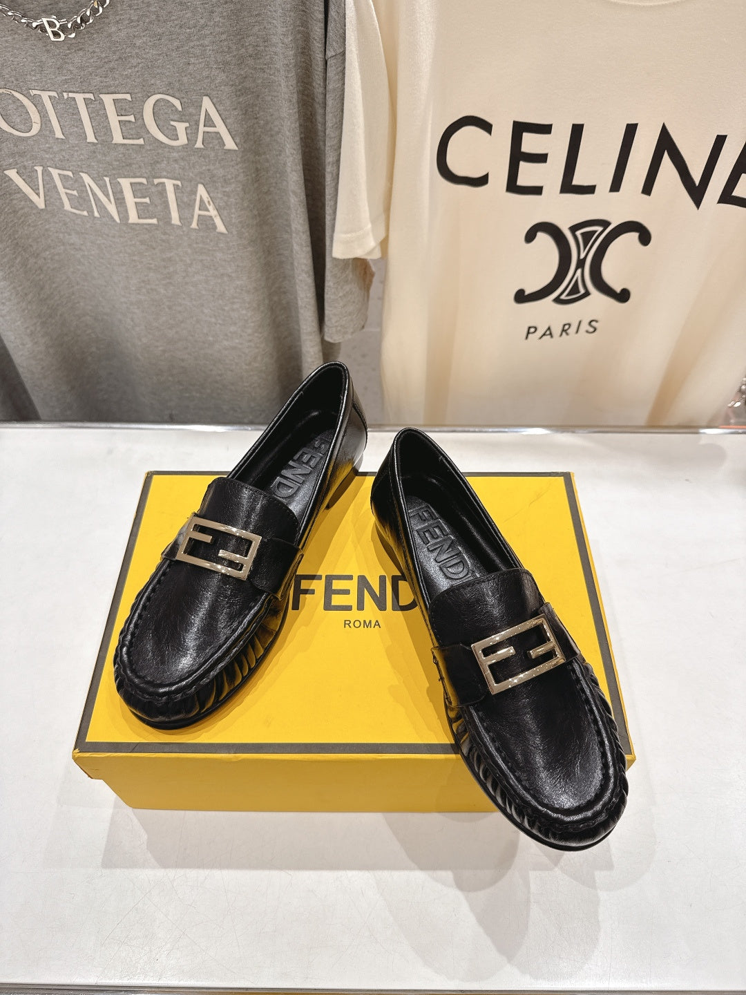 FENDI 25S LOAFERS IN BLACK CALFSKIN