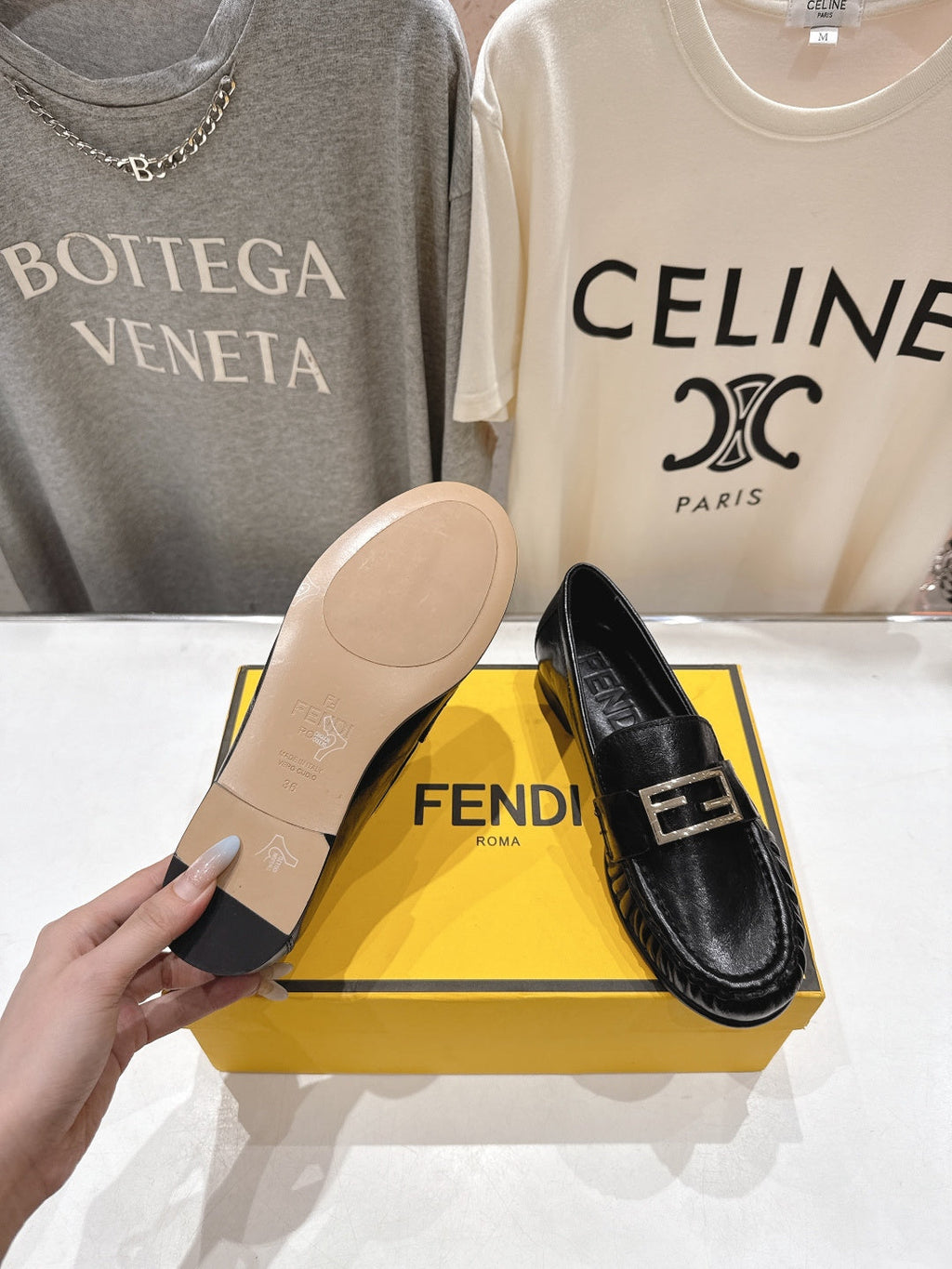 FENDI 25S LOAFERS IN BLACK CALFSKIN