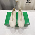 BOTTEGA VENETA 26S BALLET FLATS IN OFF-WHITE WOVEN LAMBSKIN