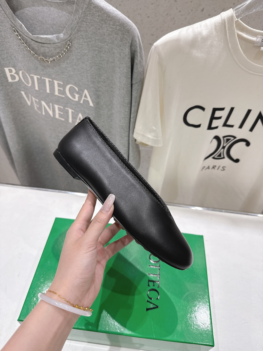 BOTTEGA VENETA 26S BALLET FLATS IN BLACK LAMBSKIN