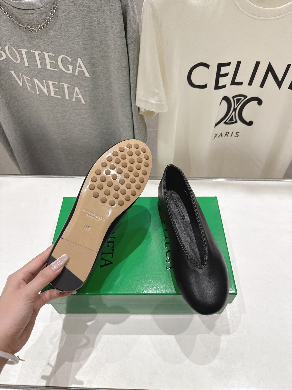 BOTTEGA VENETA 26S BALLET FLATS IN BLACK LAMBSKIN