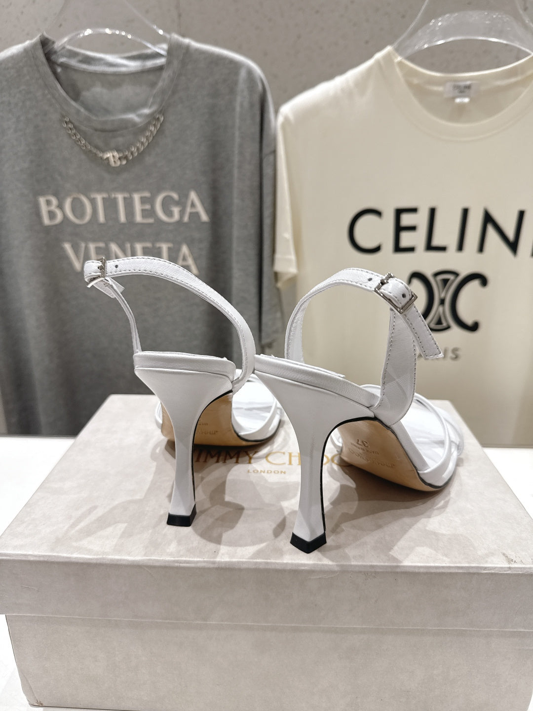 JIMMY CHOO 26S HIGH-HEELED SANDALS 100 MM IN WHITE LAMBSKIN STYLE 1