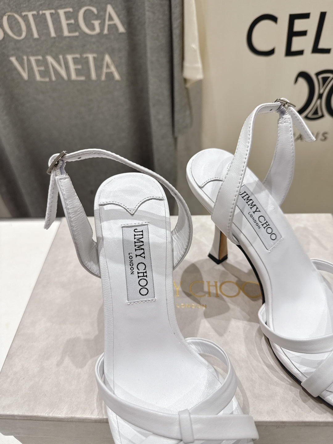 JIMMY CHOO 26S HIGH-HEELED SANDALS 100 MM IN WHITE LAMBSKIN STYLE 1