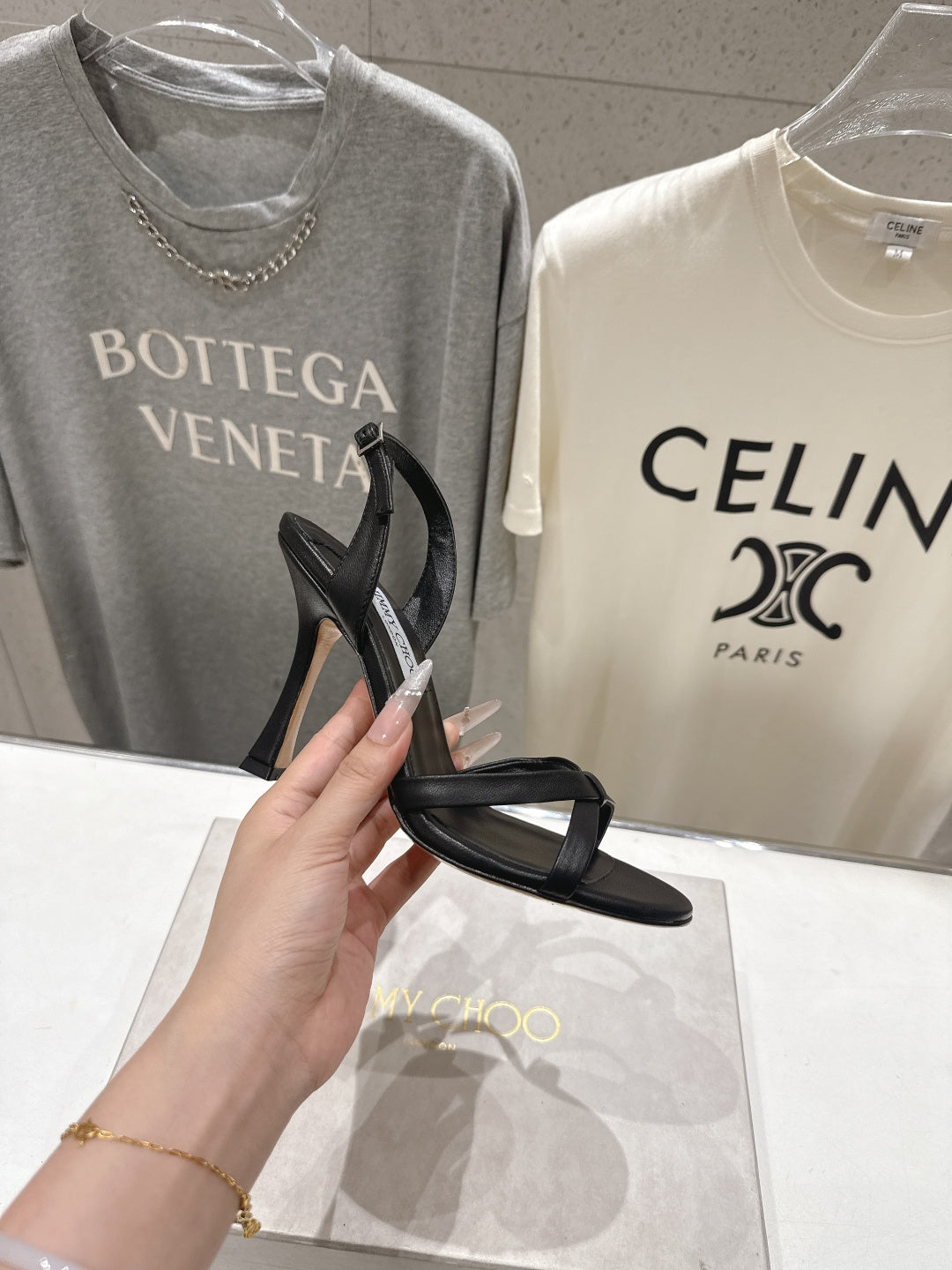 JIMMY CHOO 26S HIGH-HEELED SANDALS 100 MM IN BLACK LAMBSKIN