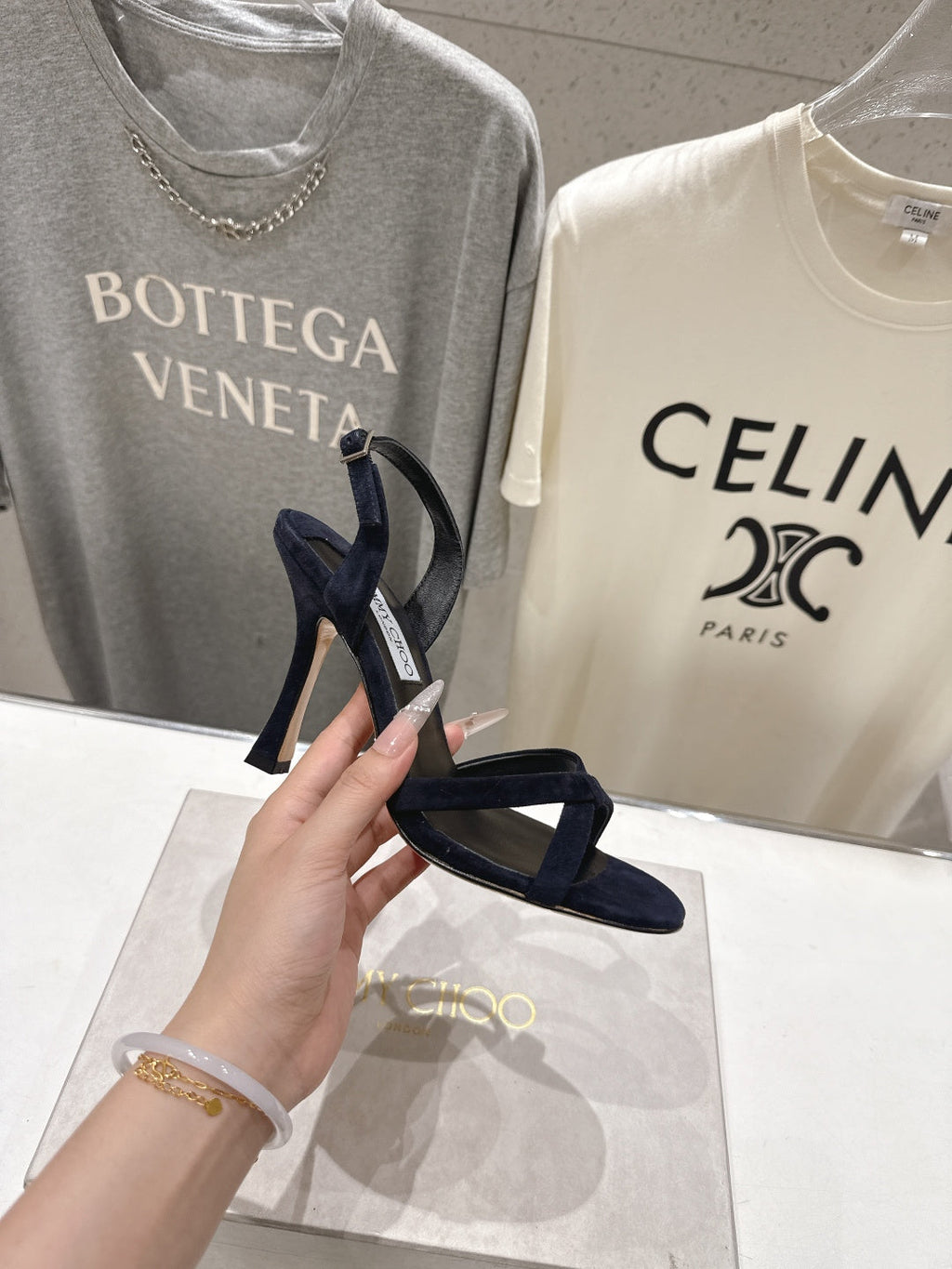 JIMMY CHOO 26S HIGH-HEELED SANDALS 100 MM IN BLACK VELVET