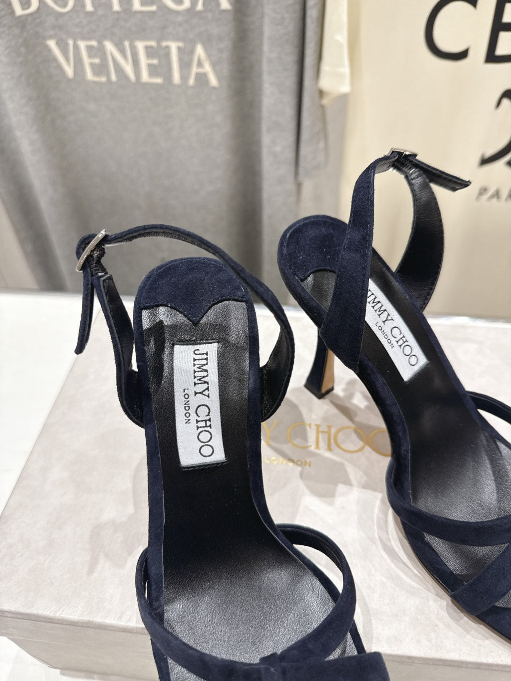 JIMMY CHOO 26S HIGH-HEELED SANDALS 100 MM IN BLACK VELVET