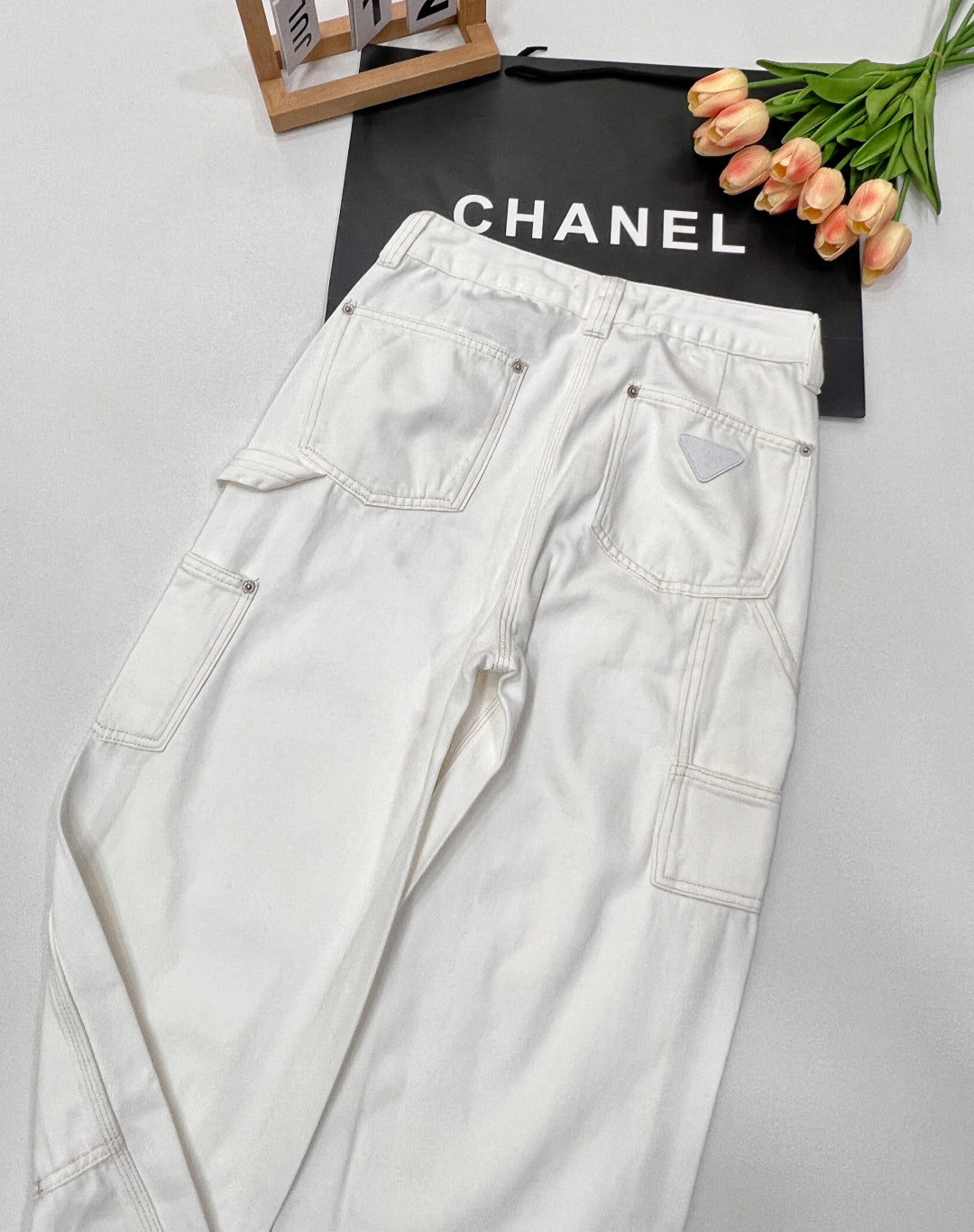 PRADA 25S DENIM WIDE-LEG PANTS 372