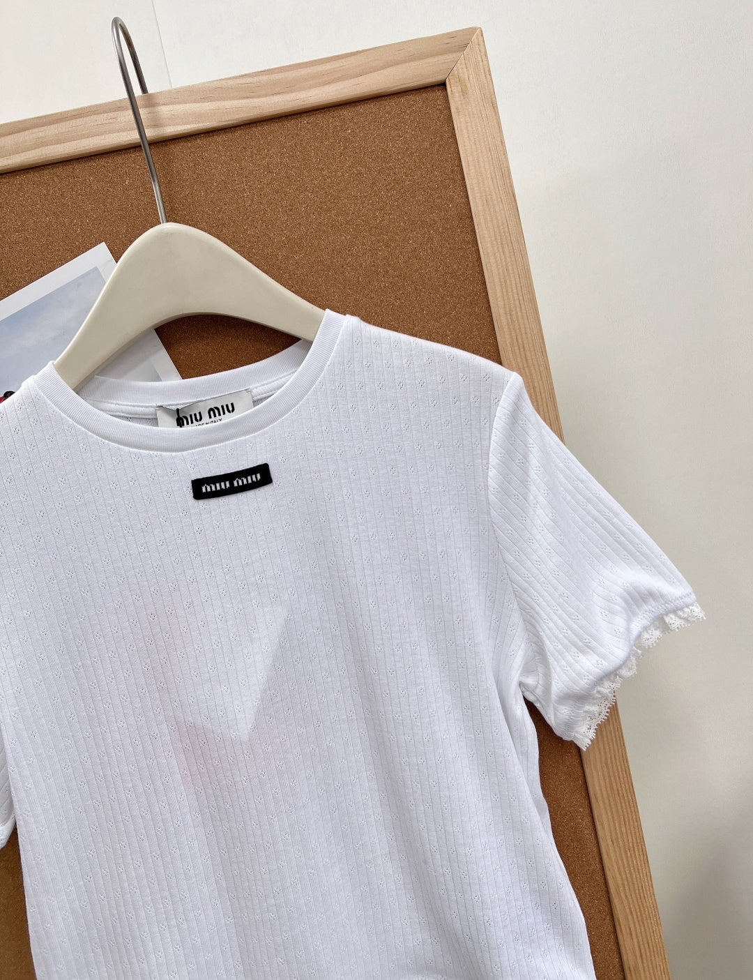 MIUMIU 26S LACE TRIM KNIT CROPPED TOP 1190