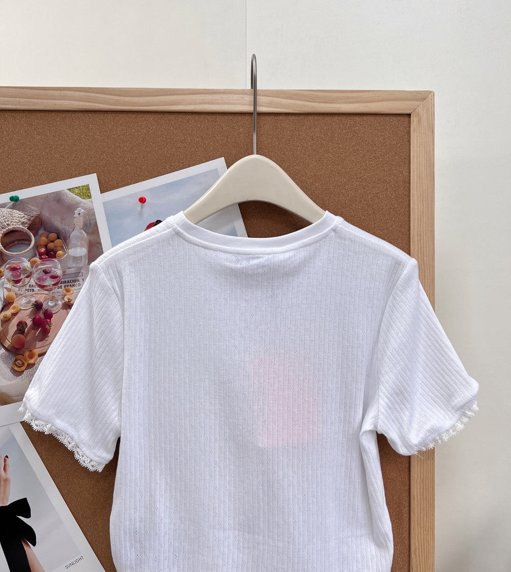 MIUMIU 26S LACE TRIM KNIT CROPPED TOP 1190